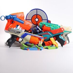 Nerf Blaster Bundle – Strongarm, Disruptor, Jolt, Micros, Target + Darts